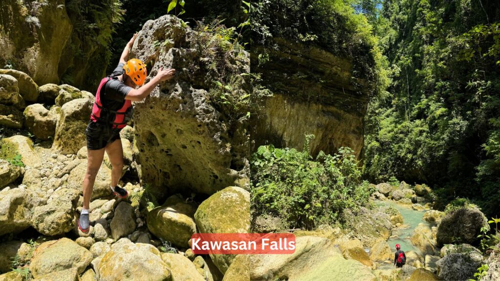 Kawasan Falls showcases crystal-clear water cascading into a turquoise pool. Surrounded by dense tropical greenery, it offers a tranquil and scenic natural retreat.