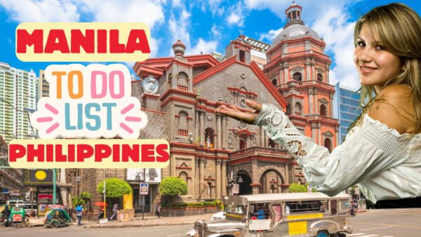 A girl smiles while holding a to-do list of activities in Manila.