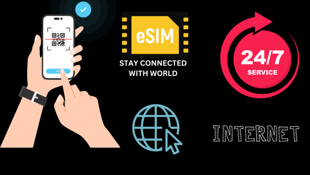 A smartphone screen displaying the eSIM activation process, illustrating a seamless digital setup without the need for a physical SIM card.