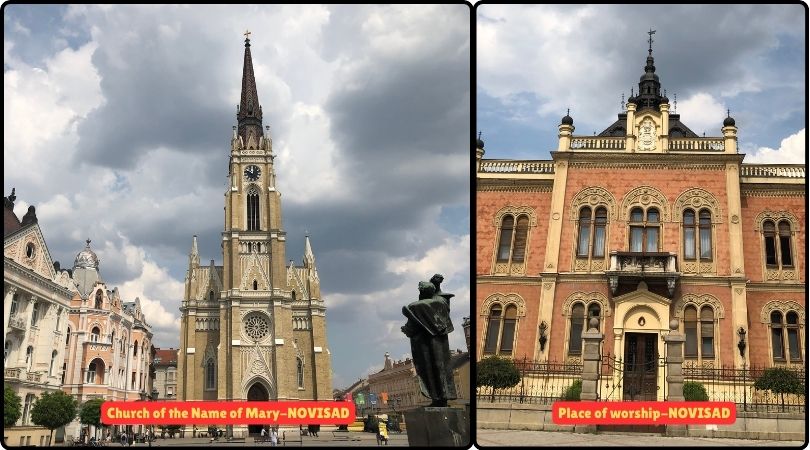 The Church of the Name of Mary in Novi Sad, Serbia, showcasing its neo-Gothic architecture and prominent bell tower.