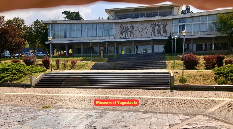 The Museum of Yugoslavia in Belgrade, featuring its distinctive architecture and surrounding park.