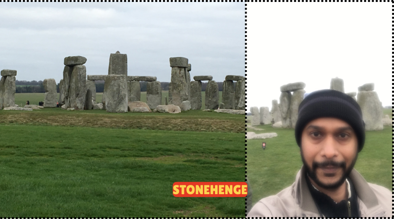 Man standing in front of Stonehenge, admiring the ancient stone circle on Salisbury Plain.